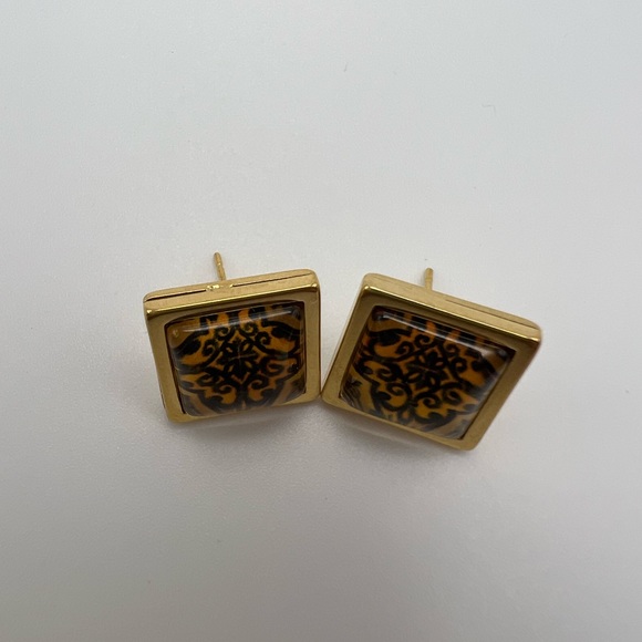 Elegant Boho Chic Stud Earring Set - Gold Square Trendy Stud Earrings - Picture 3 of 15